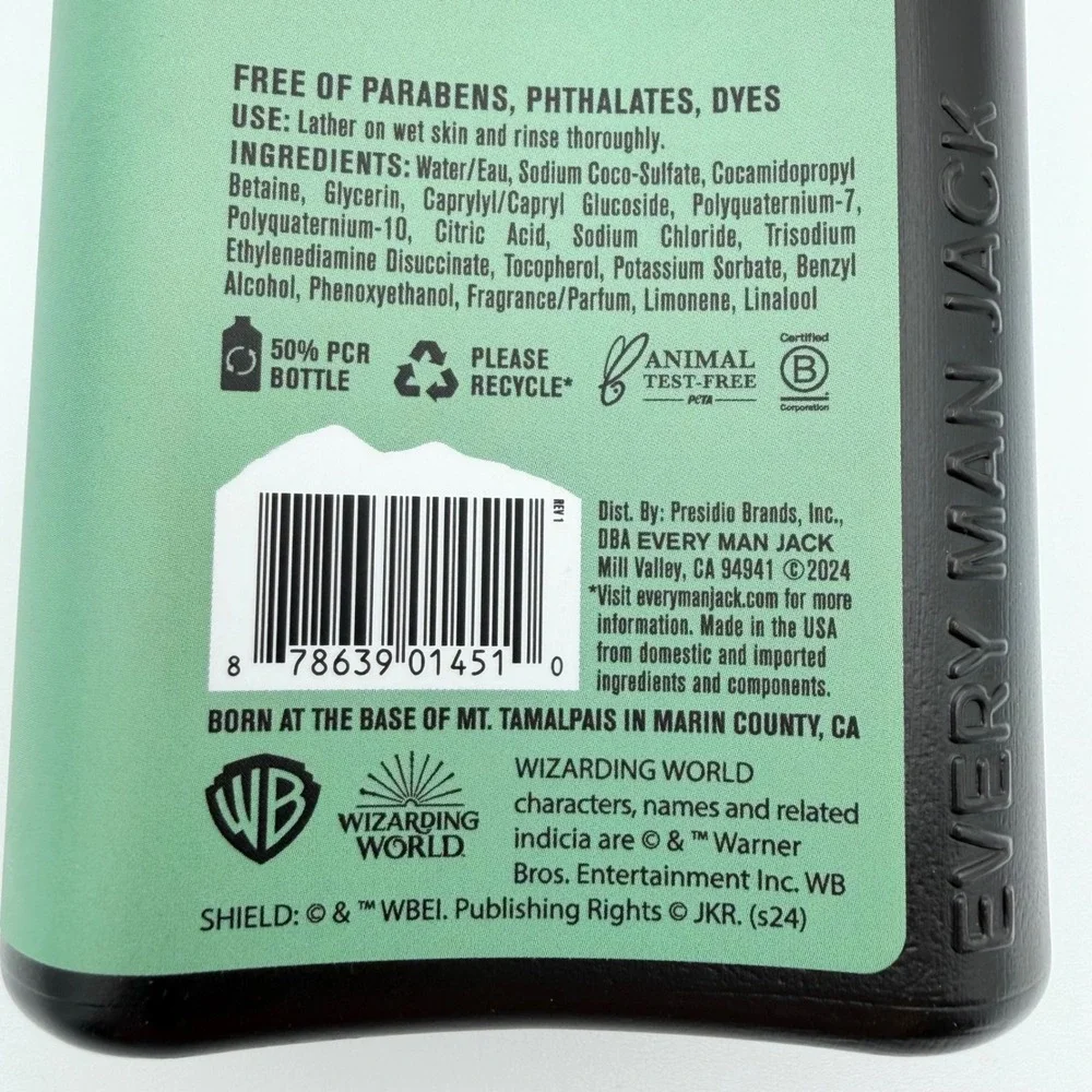 Every Man Jack Body Wash 13.5oz Green Harry Potter Herbology Mandrake NEW‎